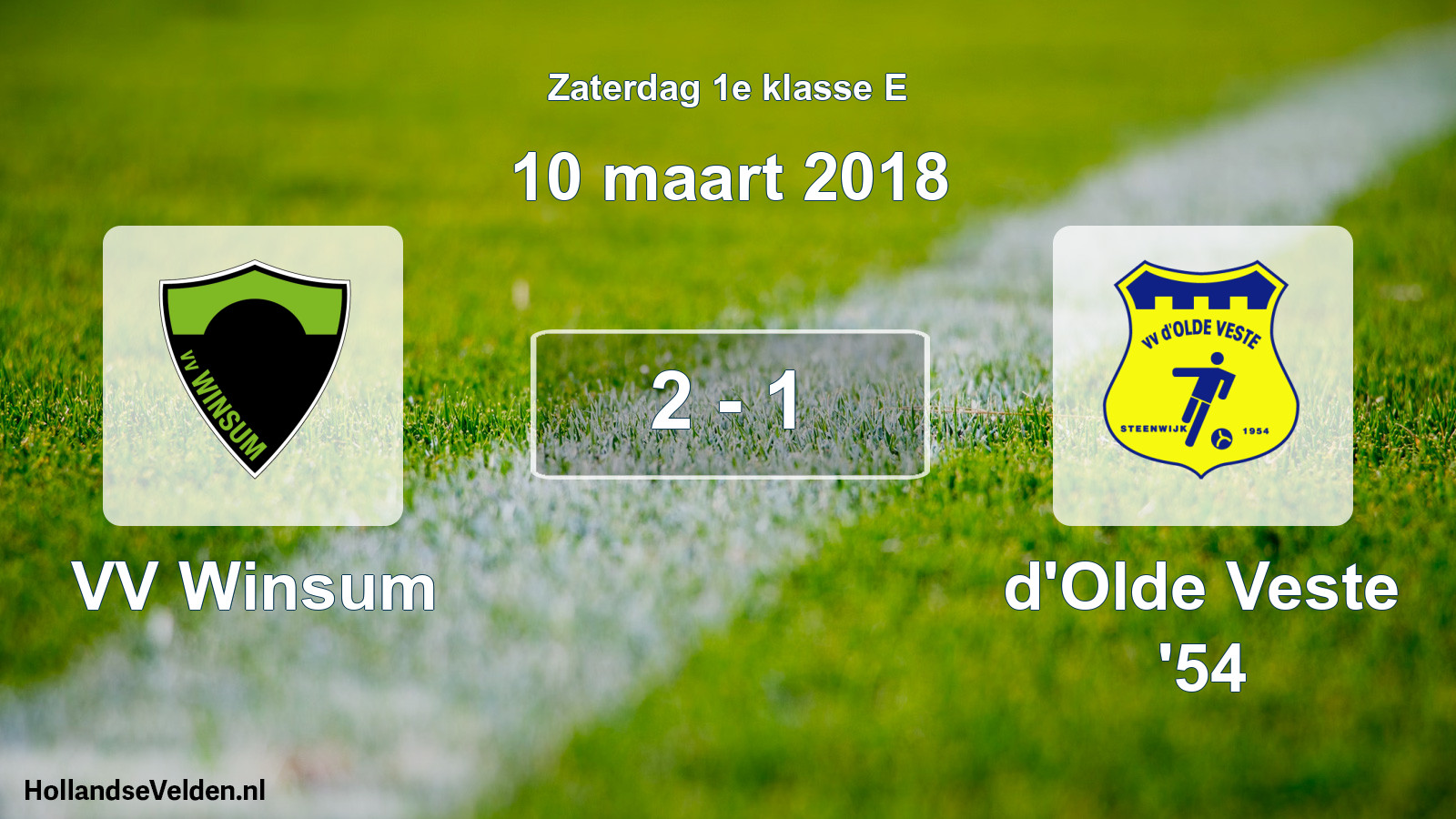 Total number of matches played: VV Winsum - d'Olde Veste '54 2 - 1 (10 March 2018)