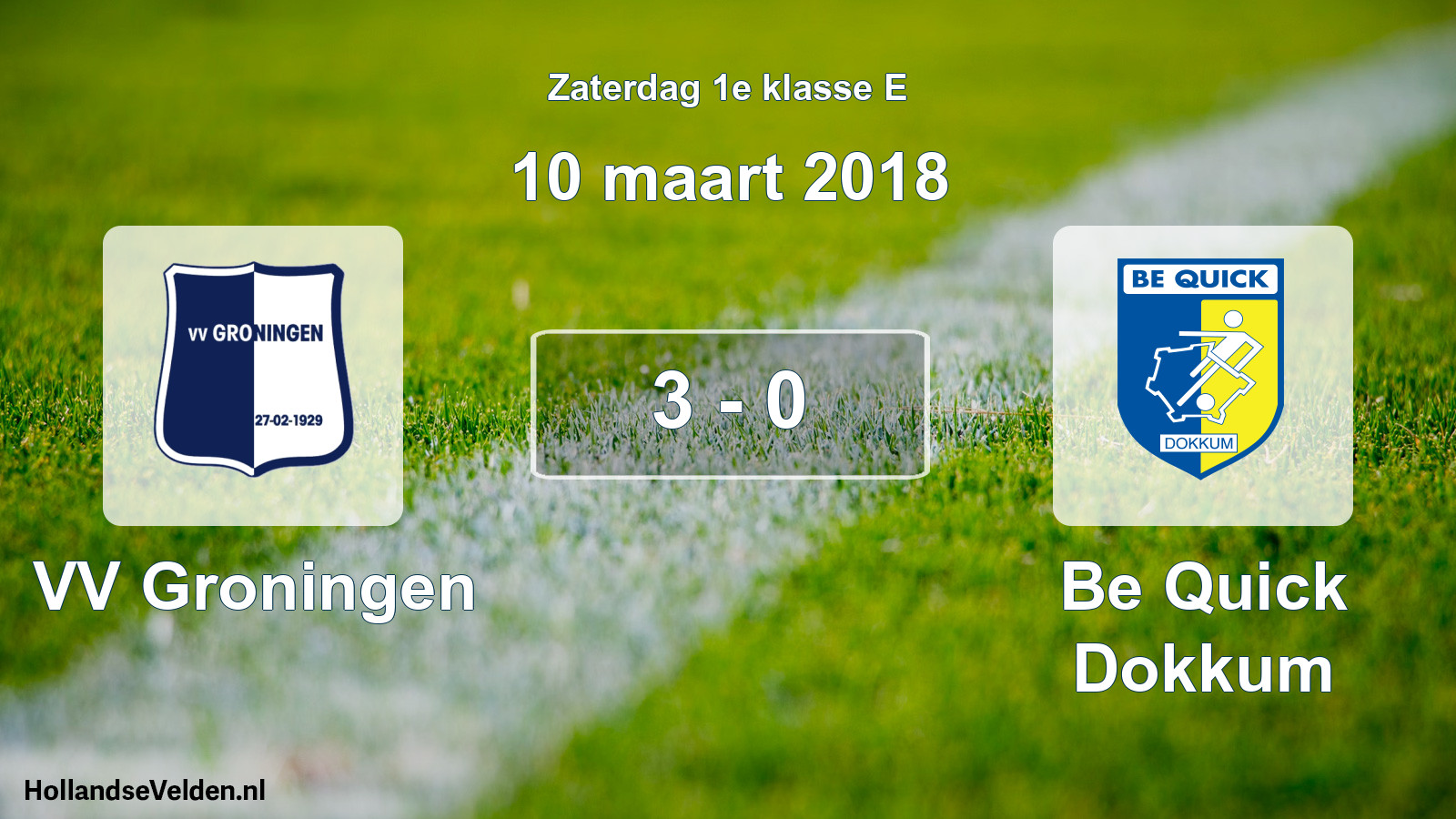 Total number of matches played: VV Groningen - Be Quick Dokkum 3 - 0 (10 March 2018)