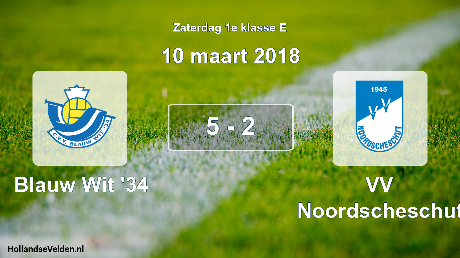 Total number of matches played: Blauw Wit '34 - VV Noordscheschut 5 - 2 (10 March 2018)