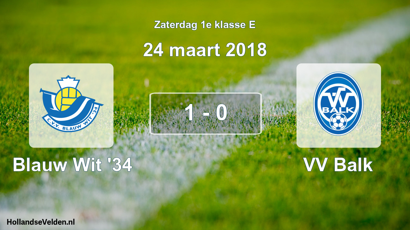 Total number of matches played: Blauw Wit '34 - VV Balk 1 - 0 (24 March 2018)