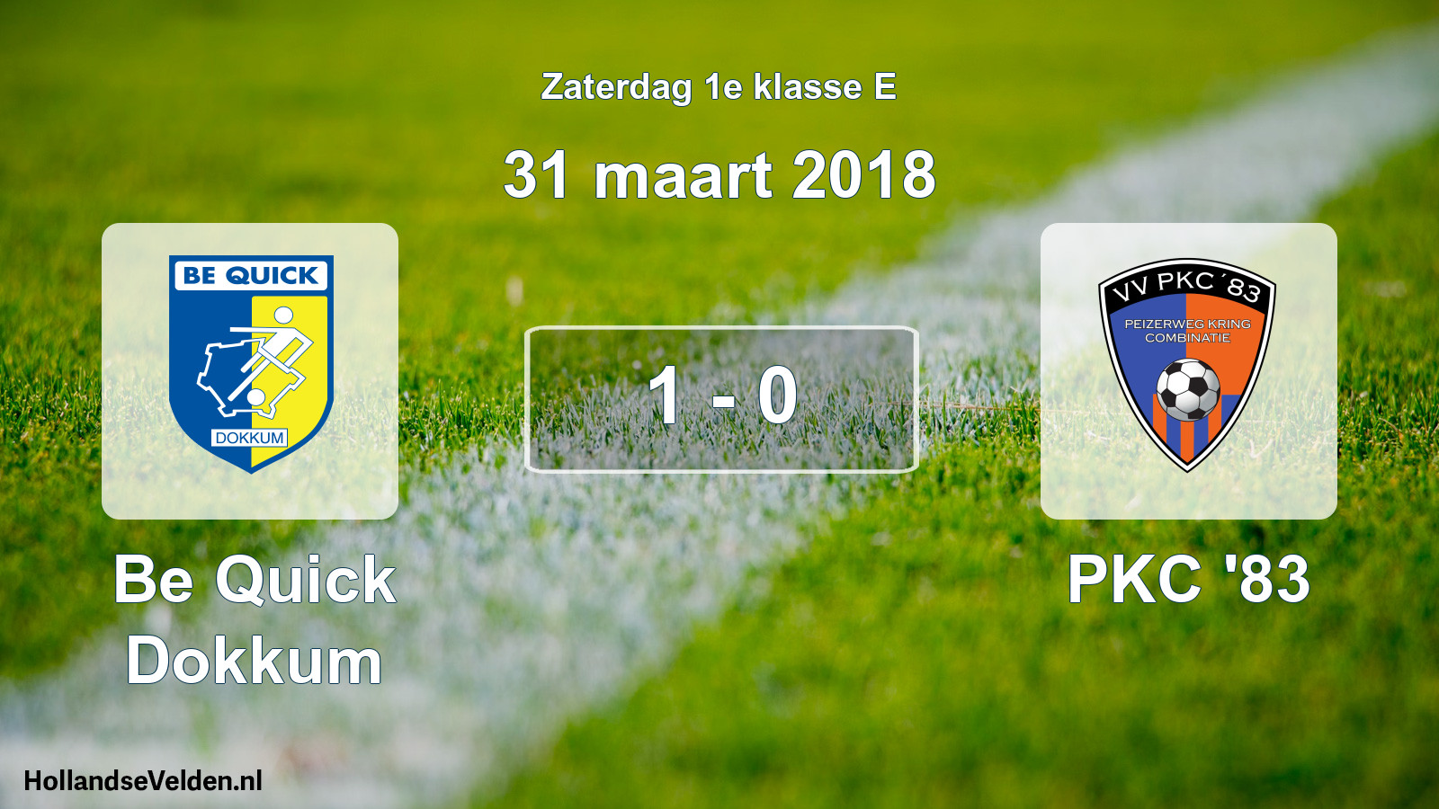 Total number of matches played: Be Quick Dokkum - PKC '83 1 - 0 (31 March 2018)