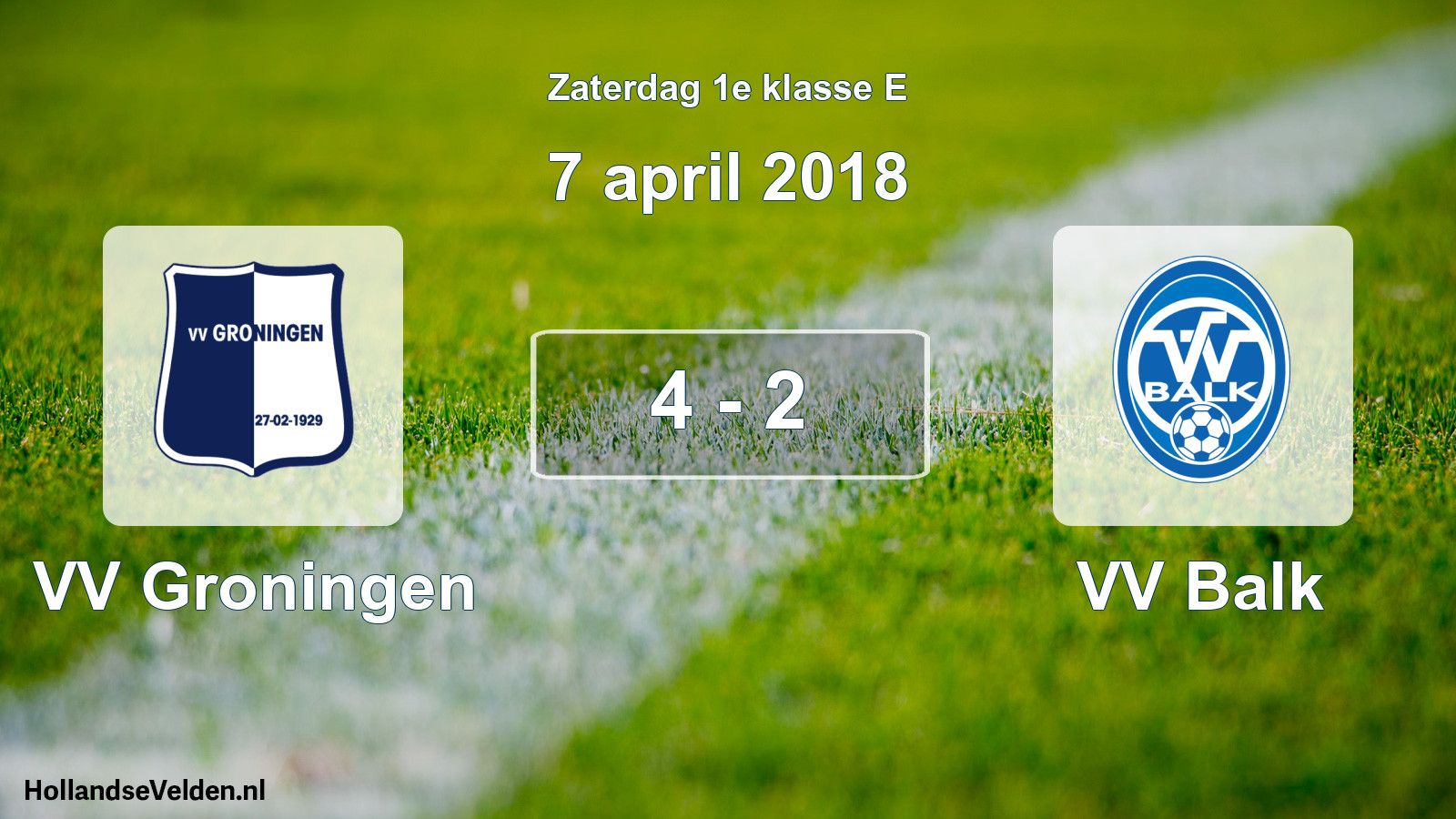 Total number of matches played: VV Groningen - VV Balk 4 - 2 (7 April 2018)