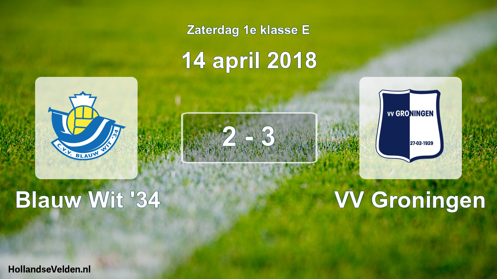 Total number of matches played: Blauw Wit '34 - VV Groningen 2 - 3 (14 April 2018)