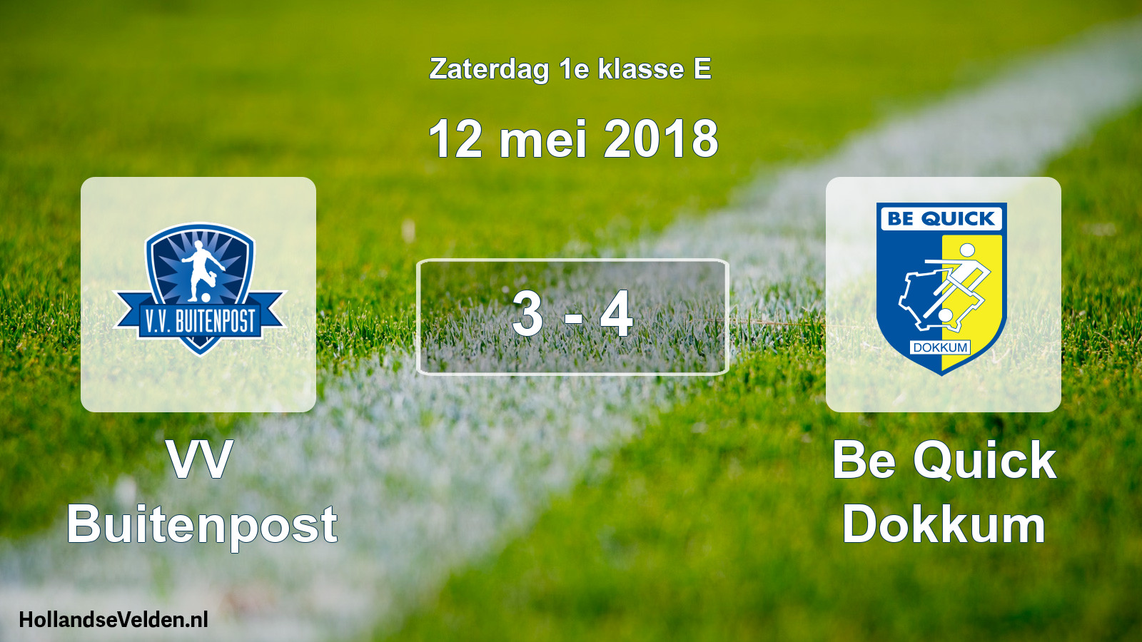 Total number of matches played: VV Buitenpost - Be Quick Dokkum 3 - 4 (12 May 2018)