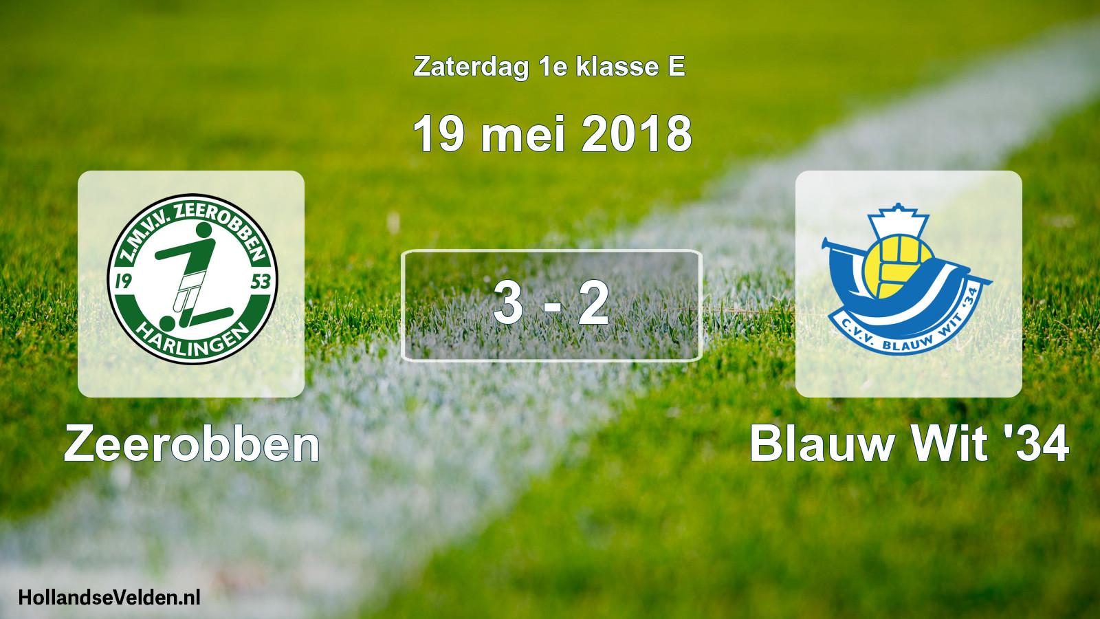 Total number of matches played: Zeerobben - Blauw Wit '34 3 - 2 (19 May 2018)