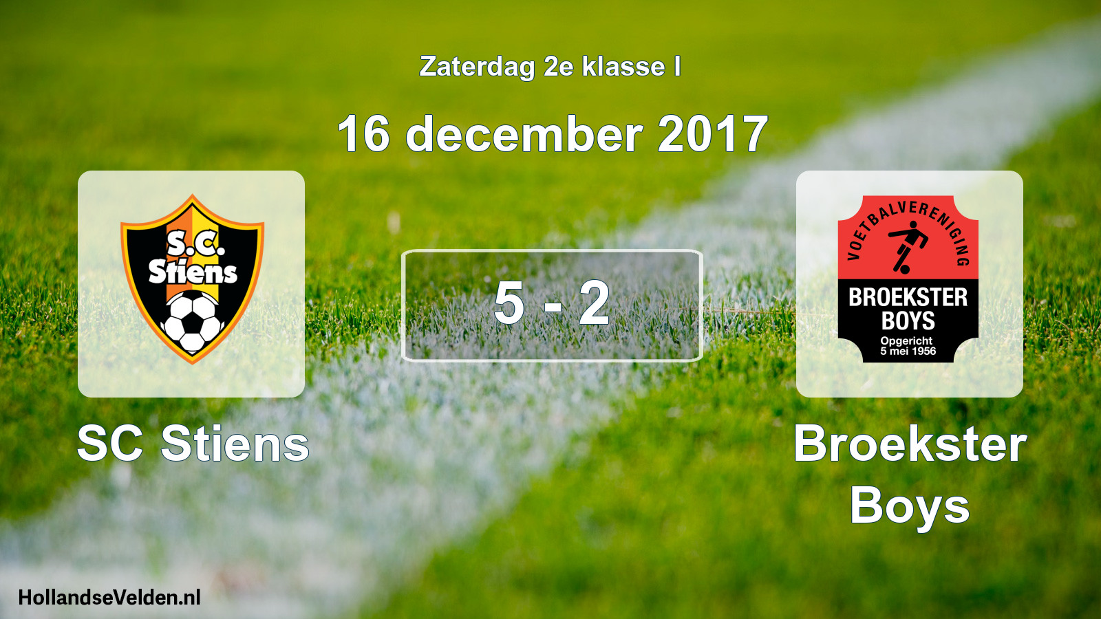 Total number of matches played: SC Stiens - Broekster Boys 5 - 2 (16 December 2017)