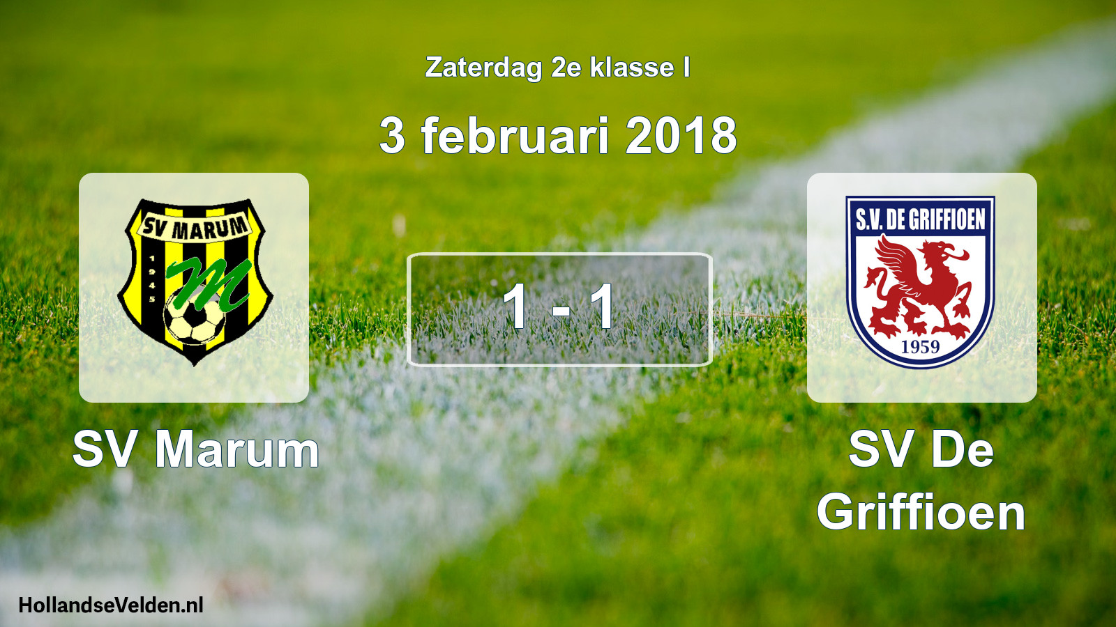 Total number of matches played: SV Marum - SV De Griffioen 1 - 1 (3 February 2018)