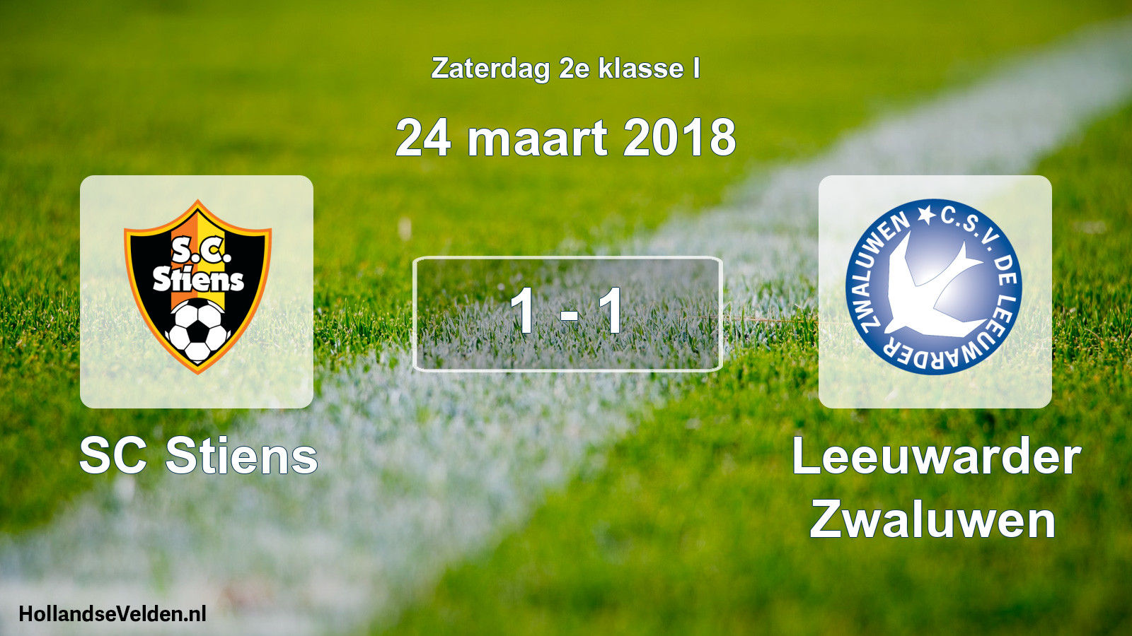 Total number of matches played: SC Stiens - Leeuwarder Zwaluwen 1 - 1 (24 March 2018)