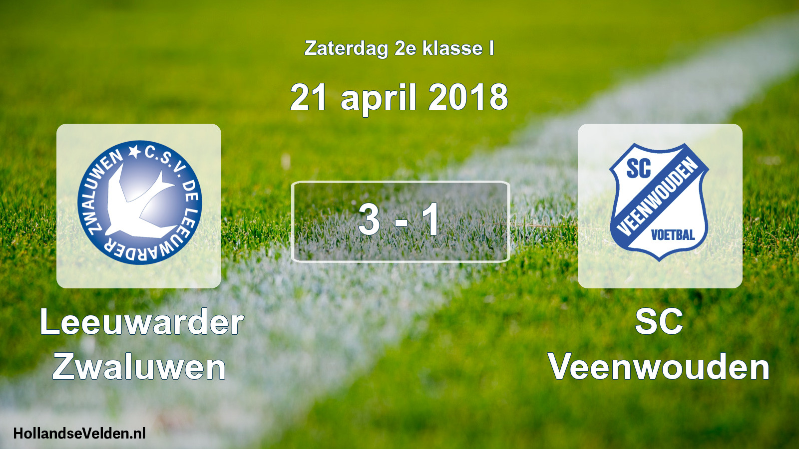 Total number of matches played: Leeuwarder Zwaluwen - SC Veenwouden 3 - 1 (21 April 2018)