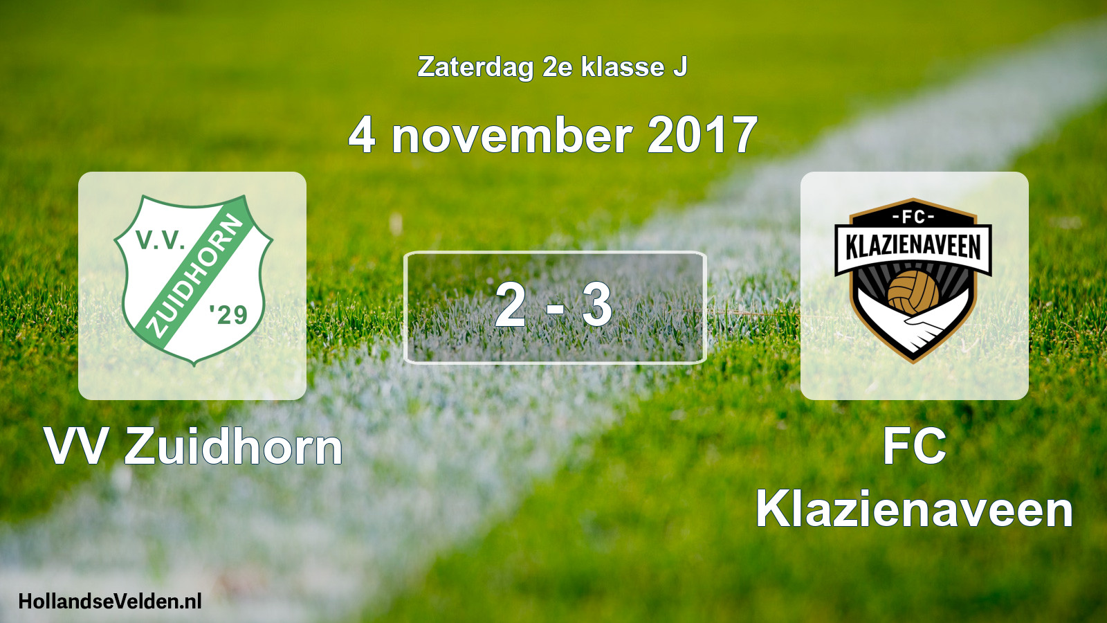 Total number of matches played: VV Zuidhorn - FC Klazienaveen 2 - 3 (4 November 2017)