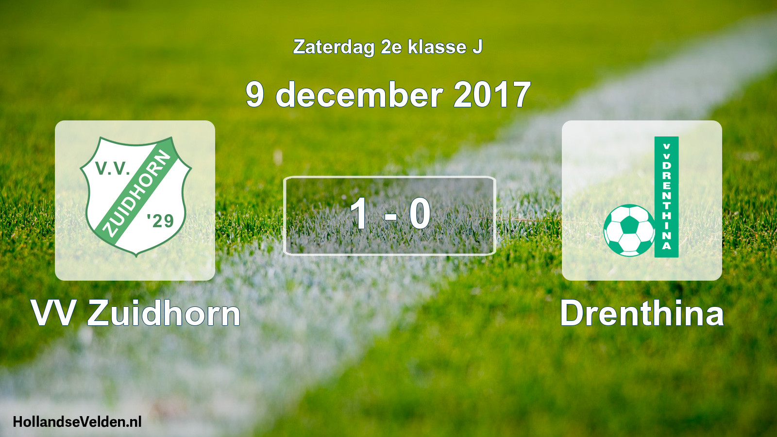 Total number of matches played: VV Zuidhorn - Drenthina 1 - 0 (9 December 2017)
