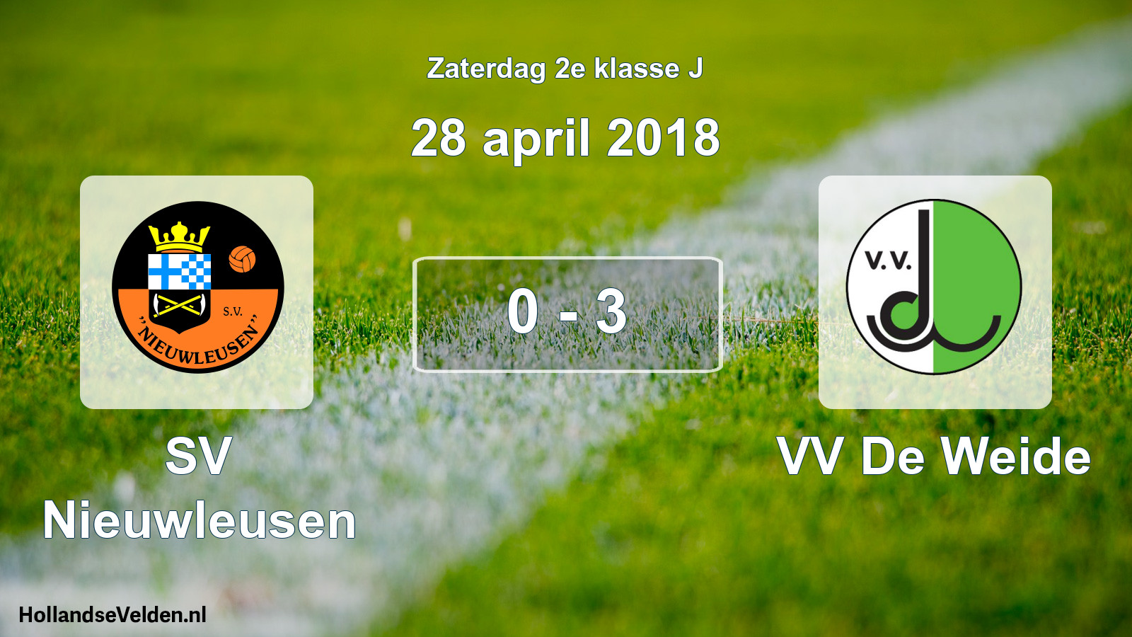 Total number of matches played: SV Nieuwleusen - VV De Weide 0 - 3 (28 April 2018)