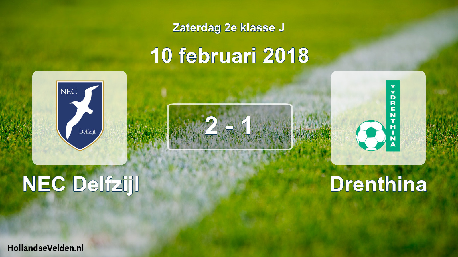 Total number of matches played: NEC Delfzijl - Drenthina 2 - 1 (10 February 2018)