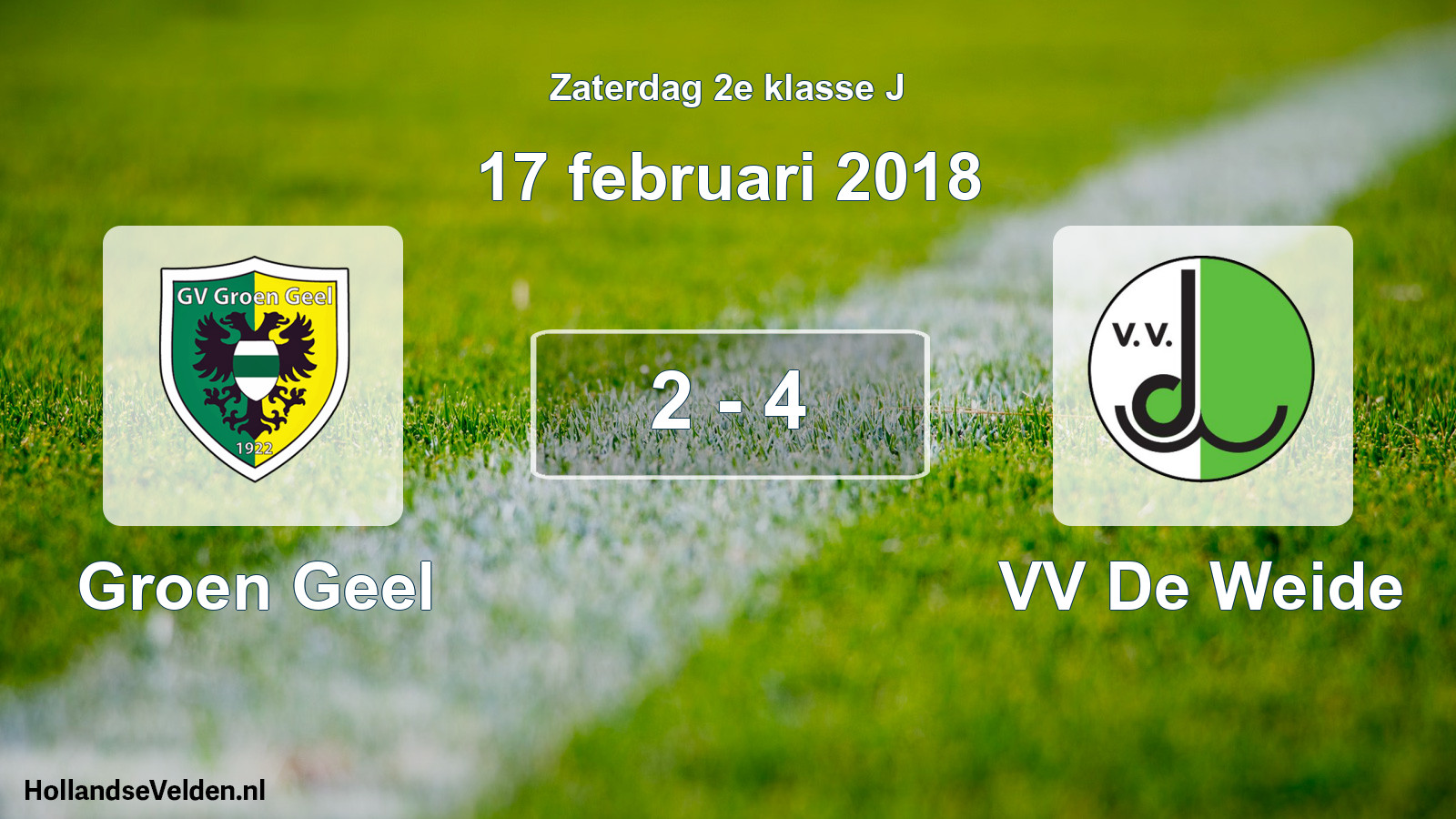 Total number of matches played: Groen Geel - VV De Weide 2 - 4 (17 February 2018)