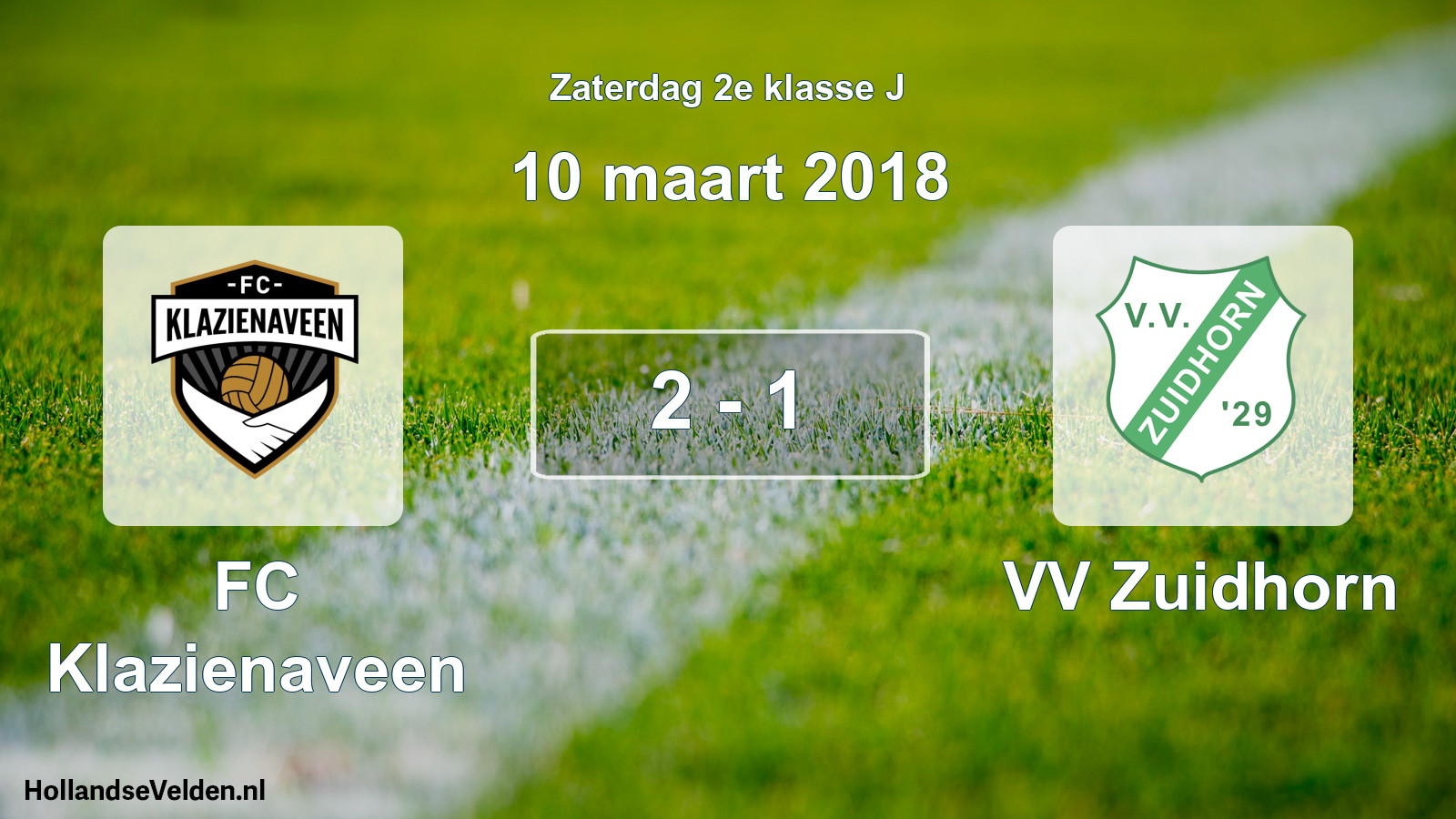 Total number of matches played: FC Klazienaveen - VV Zuidhorn 2 - 1 (10 March 2018)
