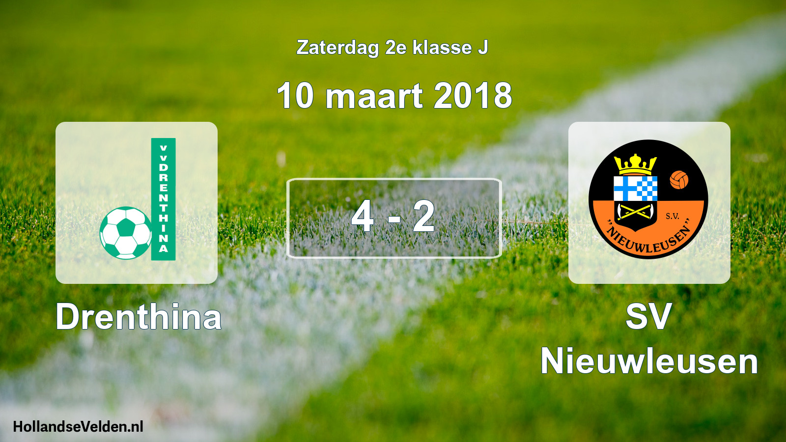 Total number of matches played: Drenthina - SV Nieuwleusen 4 - 2 (10 March 2018)
