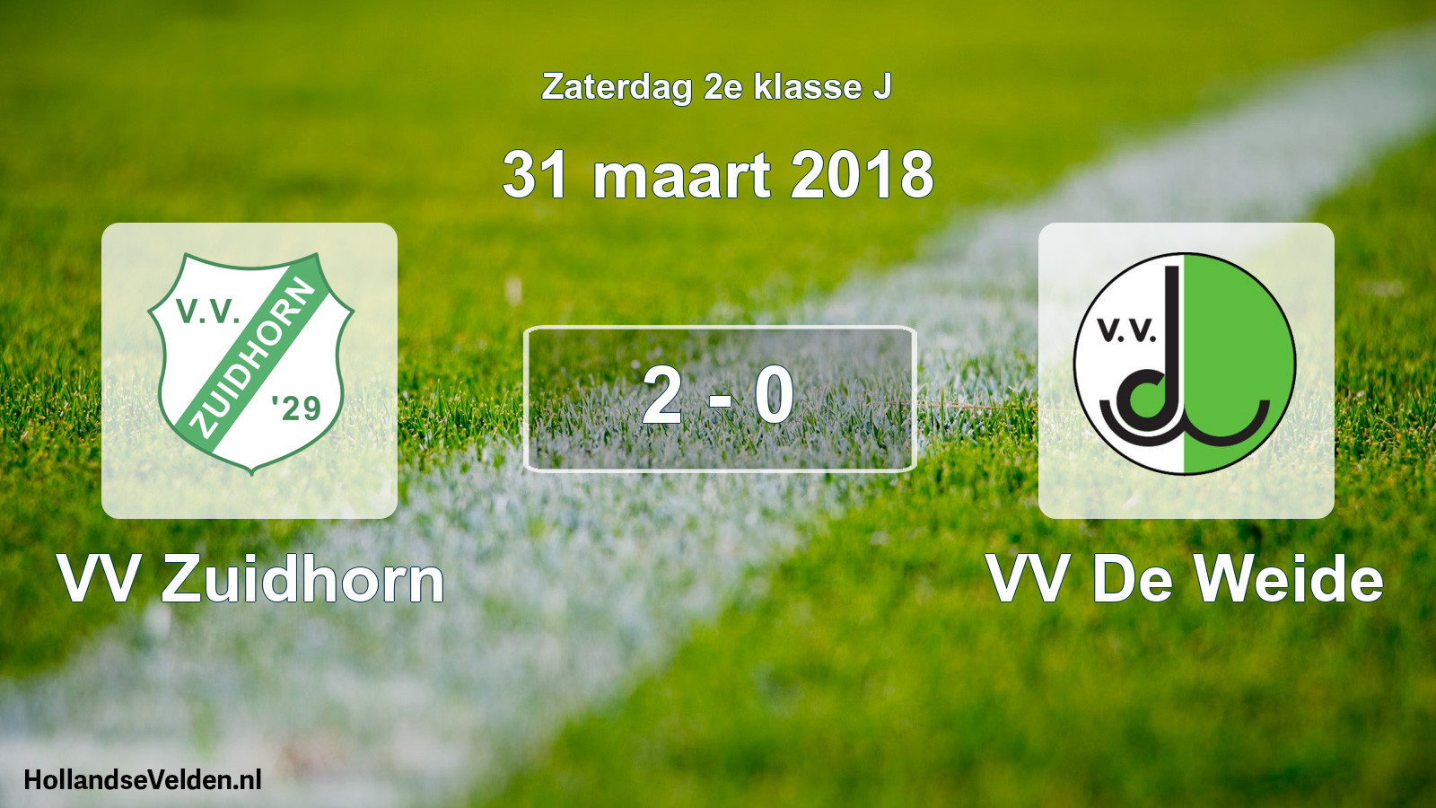 Total number of matches played: VV Zuidhorn - VV De Weide 2 - 0 (31 March 2018)