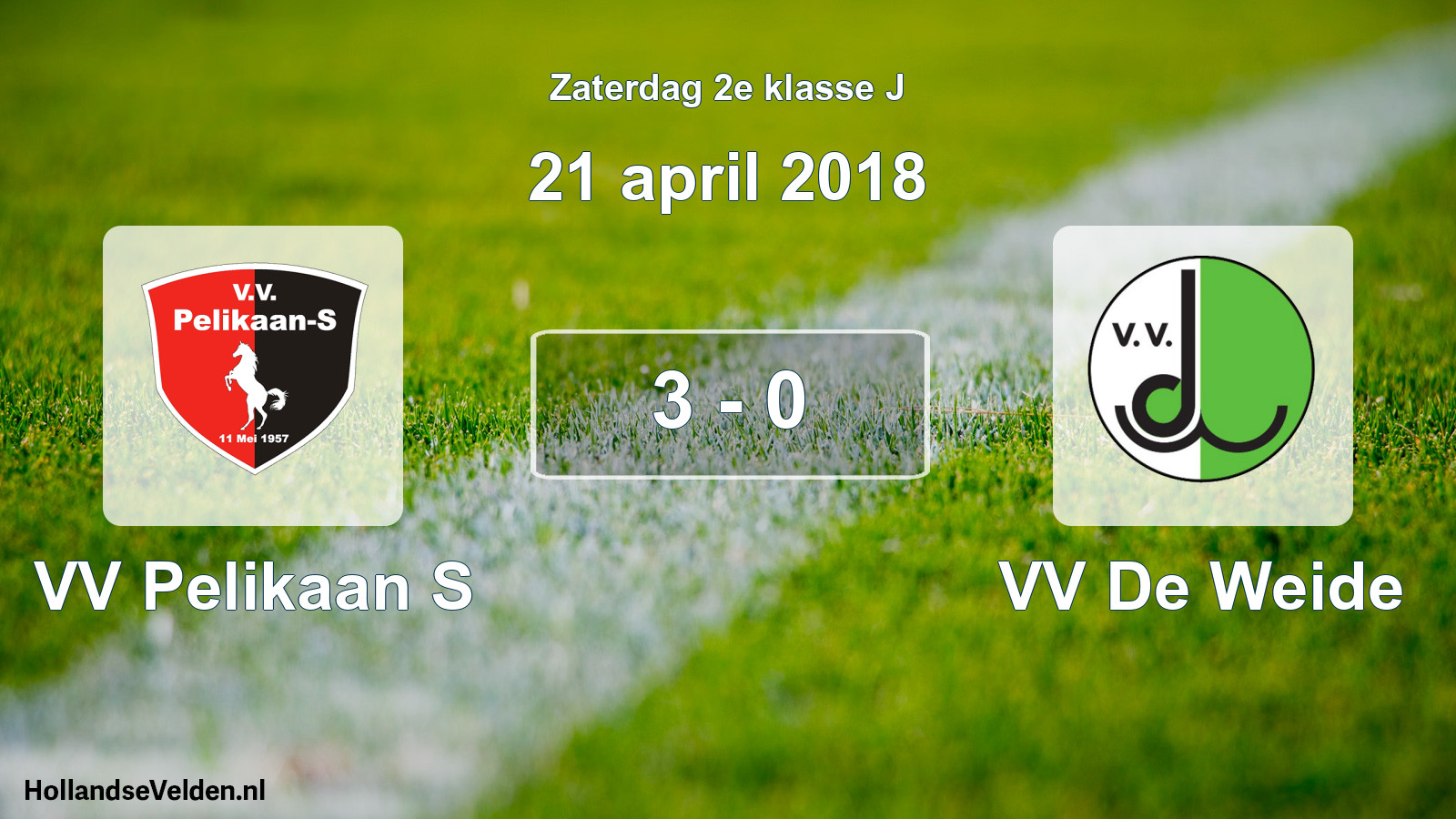 Total number of matches played: VV Pelikaan S - VV De Weide 3 - 0 (21 April 2018)