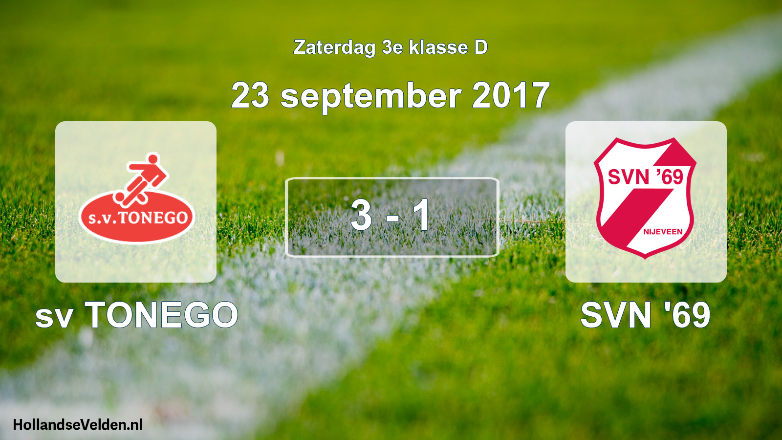 Total number of matches played: sv TONEGO - SVN '69 3 - 1 (23 September 2017)