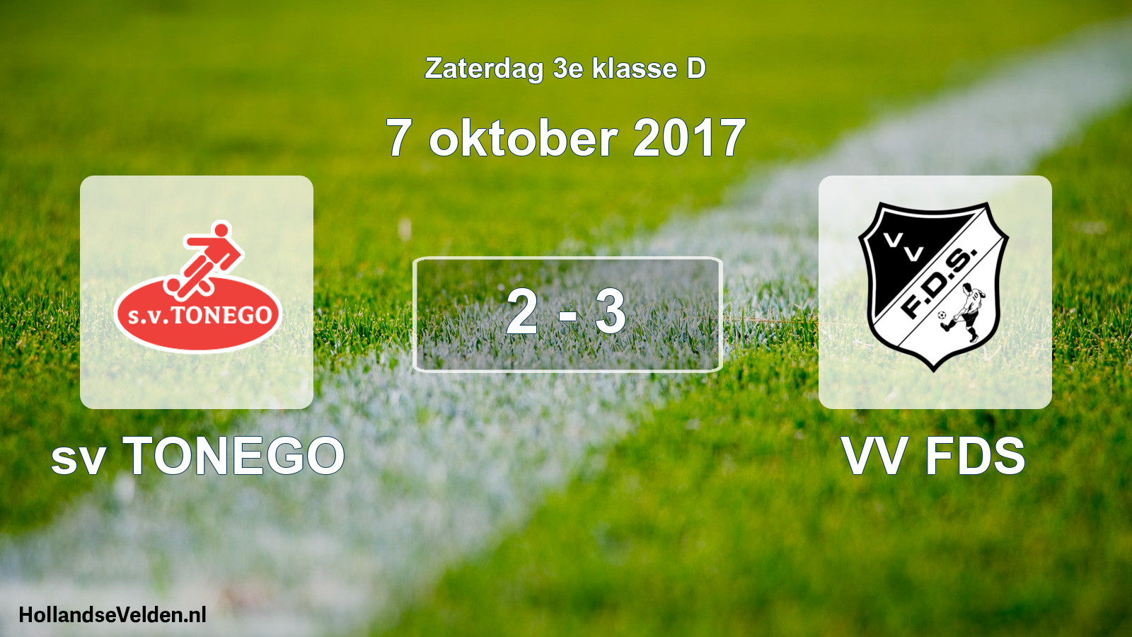 Total number of matches played: sv TONEGO - VV FDS 2 - 3 (7 October 2017)