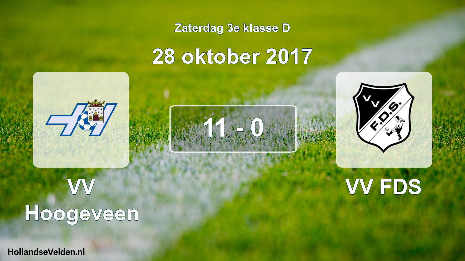 Total number of matches played: VV Hoogeveen - VV FDS 11 - 0 (28 October 2017)