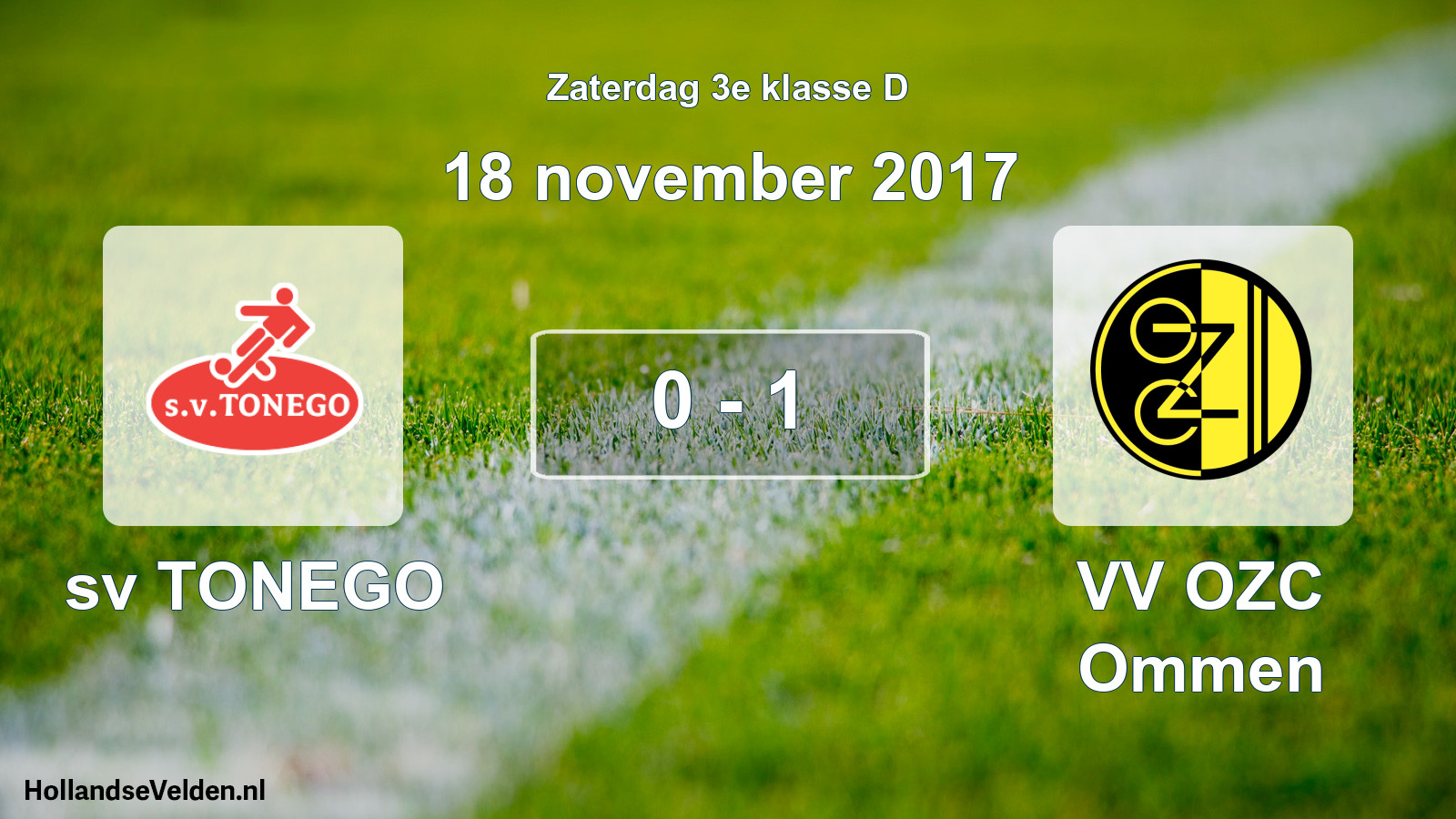 Total number of matches played: sv TONEGO - VV OZC Ommen 0 - 1 (18 November 2017)