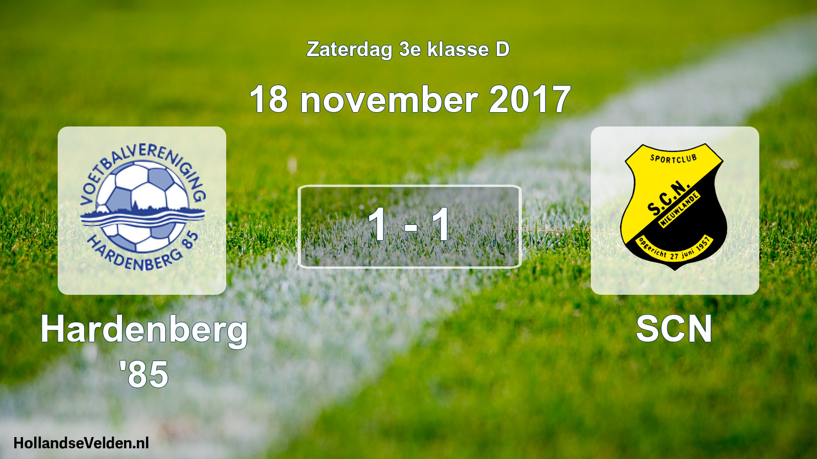 Total number of matches played: Hardenberg '85 - SCN 1 - 1 (18 November 2017)