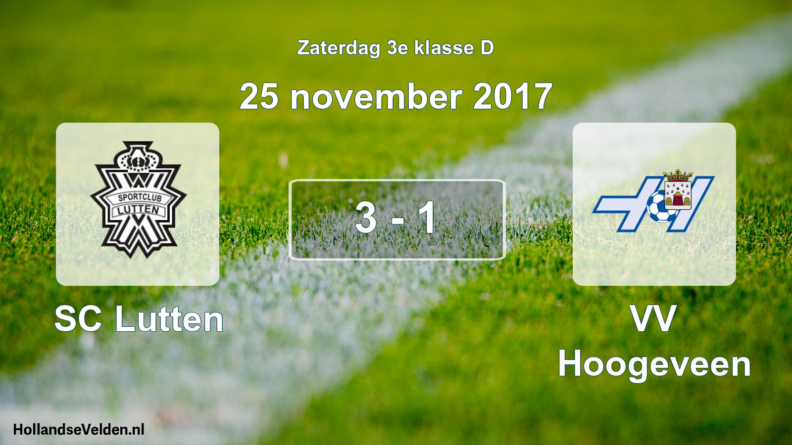 Total number of matches played: SC Lutten - VV Hoogeveen 3 - 1 (25 November 2017)