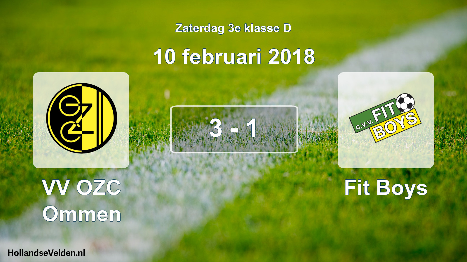 Total number of matches played: VV OZC Ommen - Fit Boys 3 - 1 (10 February 2018)