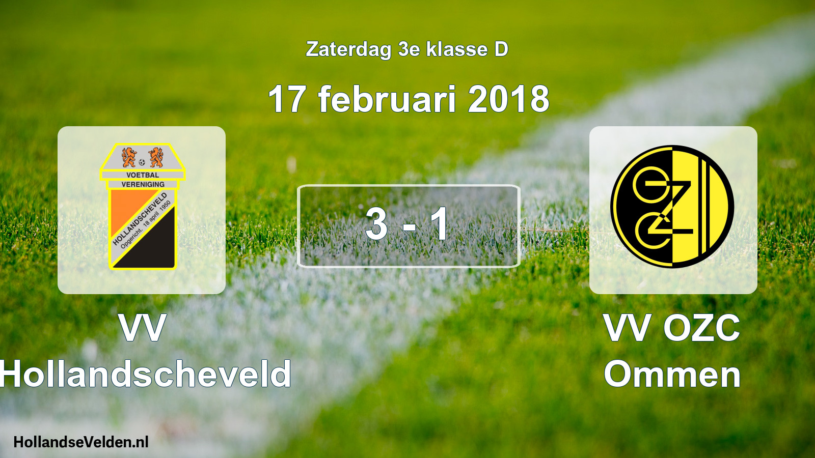 Total number of matches played: VV Hollandscheveld - VV OZC Ommen 3 - 1 (17 February 2018)