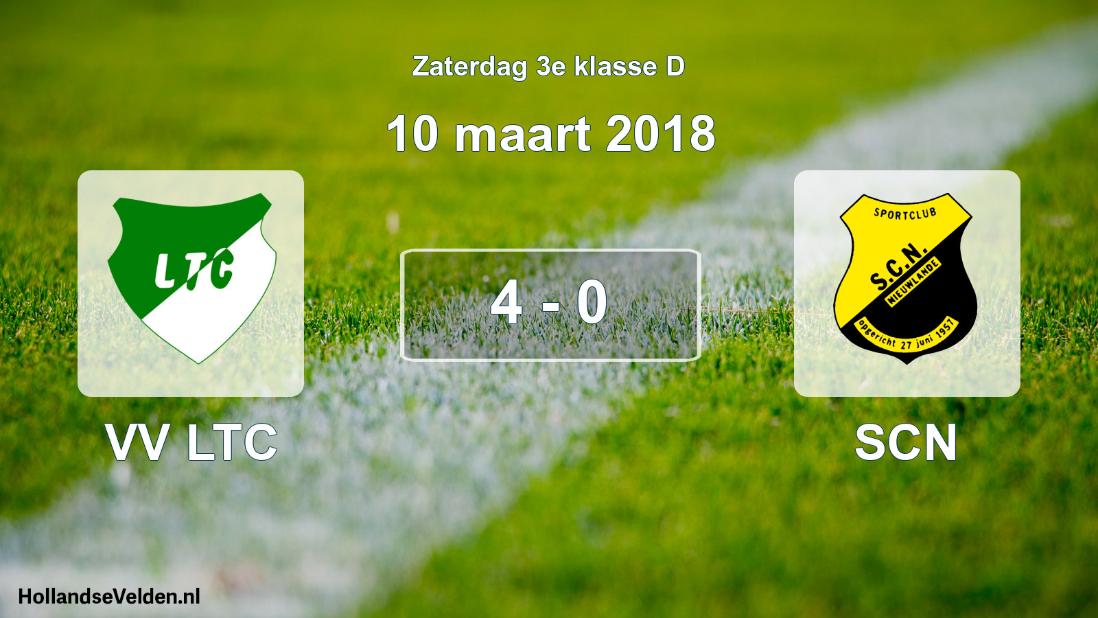 Total number of matches played: VV LTC - SCN 4 - 0 (10 March 2018)