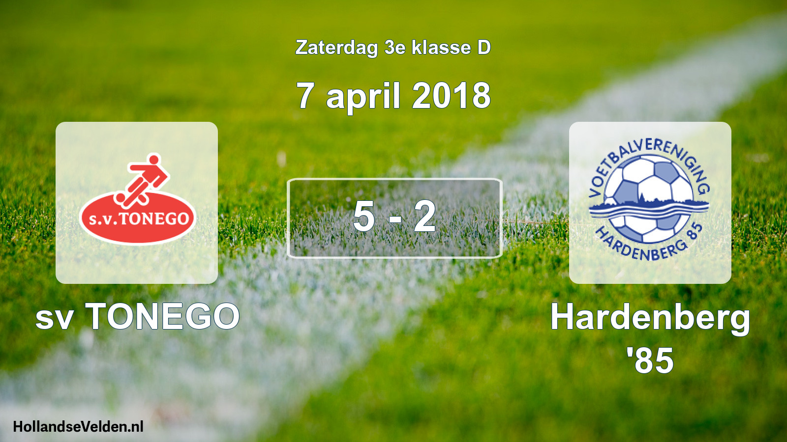 Total number of matches played: sv TONEGO - Hardenberg '85 5 - 2 (7 April 2018)