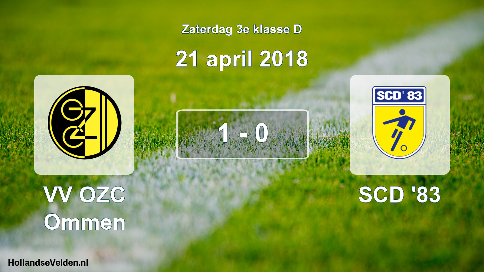 Total number of matches played: VV OZC Ommen - SCD '83 1 - 0 (21 April 2018)