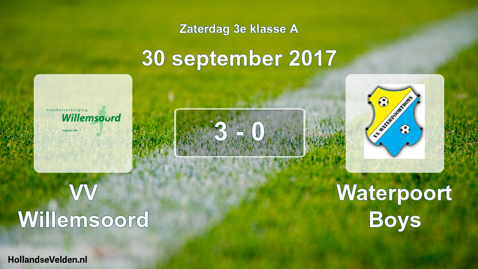 Total number of matches played: VV Willemsoord - Waterpoort Boys 3 - 0 (30 September 2017)