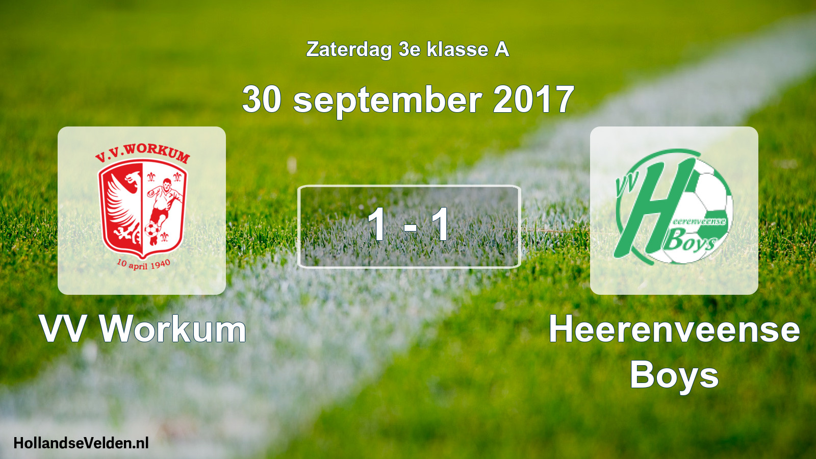Total number of matches played: VV Workum - Heerenveense Boys 1 - 1 (30 September 2017)