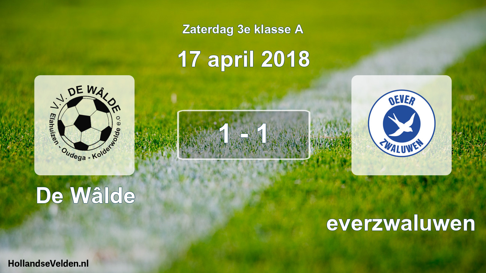 Total number of matches played: De Wâlde - Oeverzwaluwen 1 - 1 (17 April 2018)