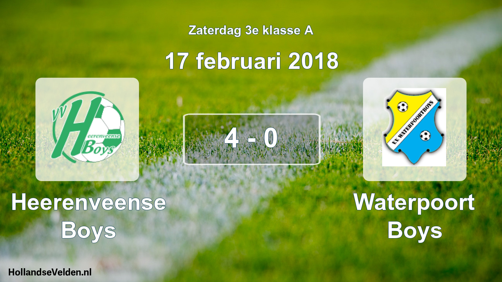 Total number of matches played: Heerenveense Boys - Waterpoort Boys 4 - 0 (17 February 2018)