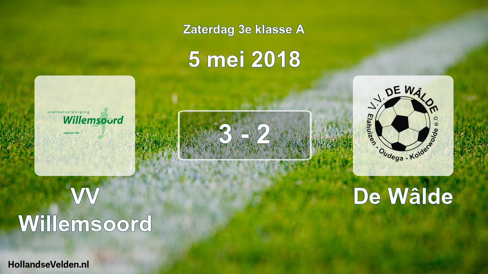 Total number of matches played: VV Willemsoord - De Wâlde 3 - 2 (5 May 2018)