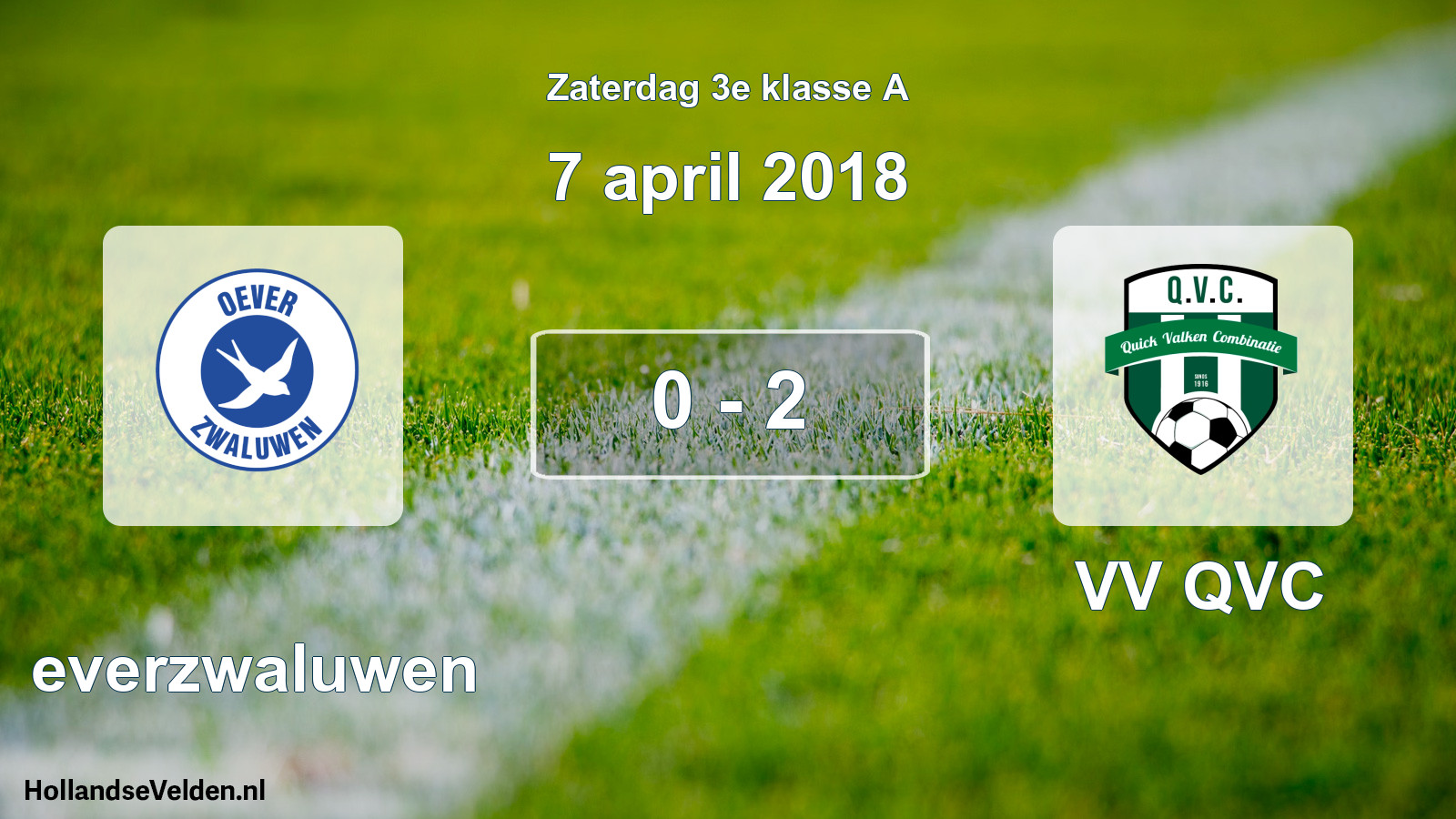 Total number of matches played: Oeverzwaluwen - VV QVC 0 - 2 (7 April 2018)