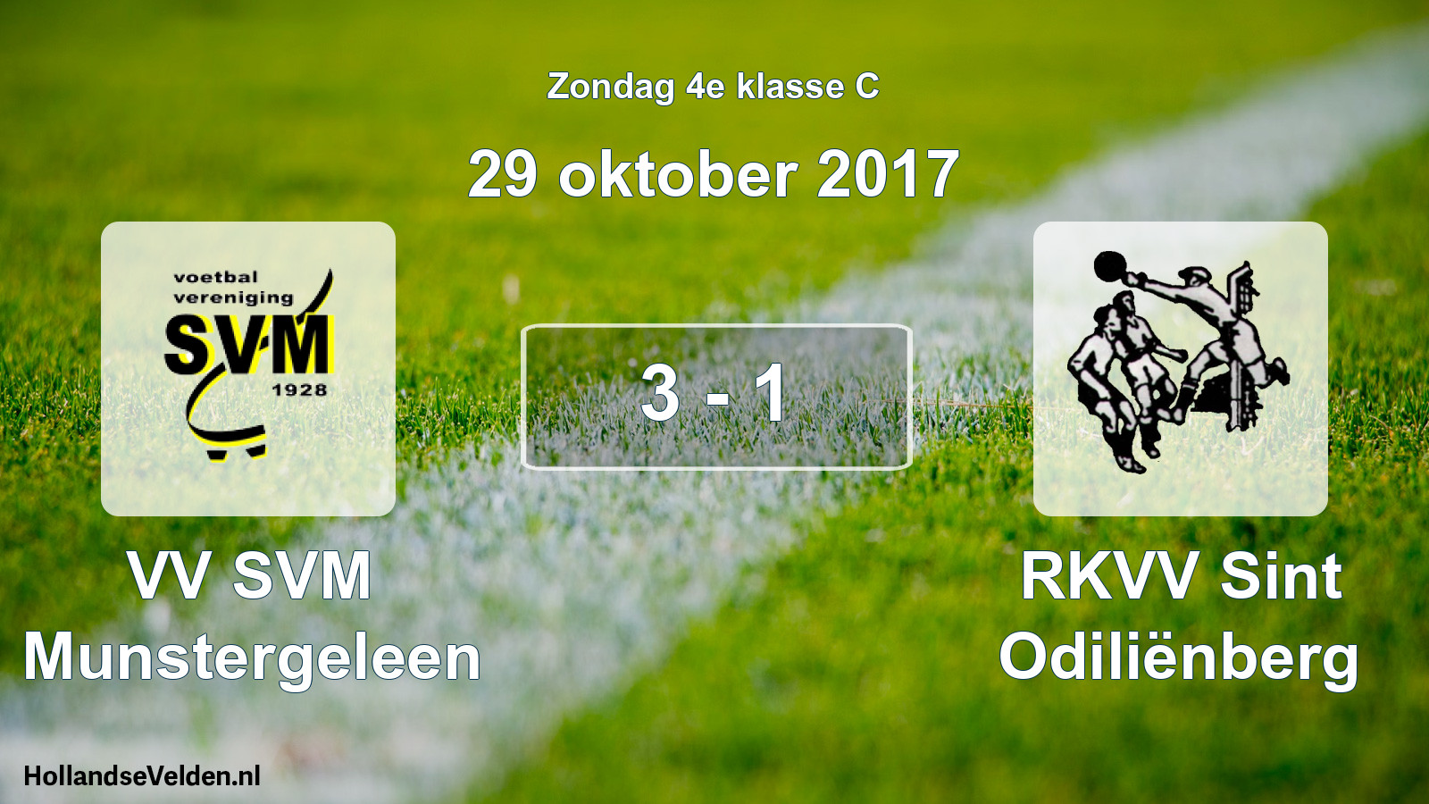 Total number of matches played: VV SVM Munstergeleen - RKVV Sint Odiliënberg 3 - 1 (29 October 2017)