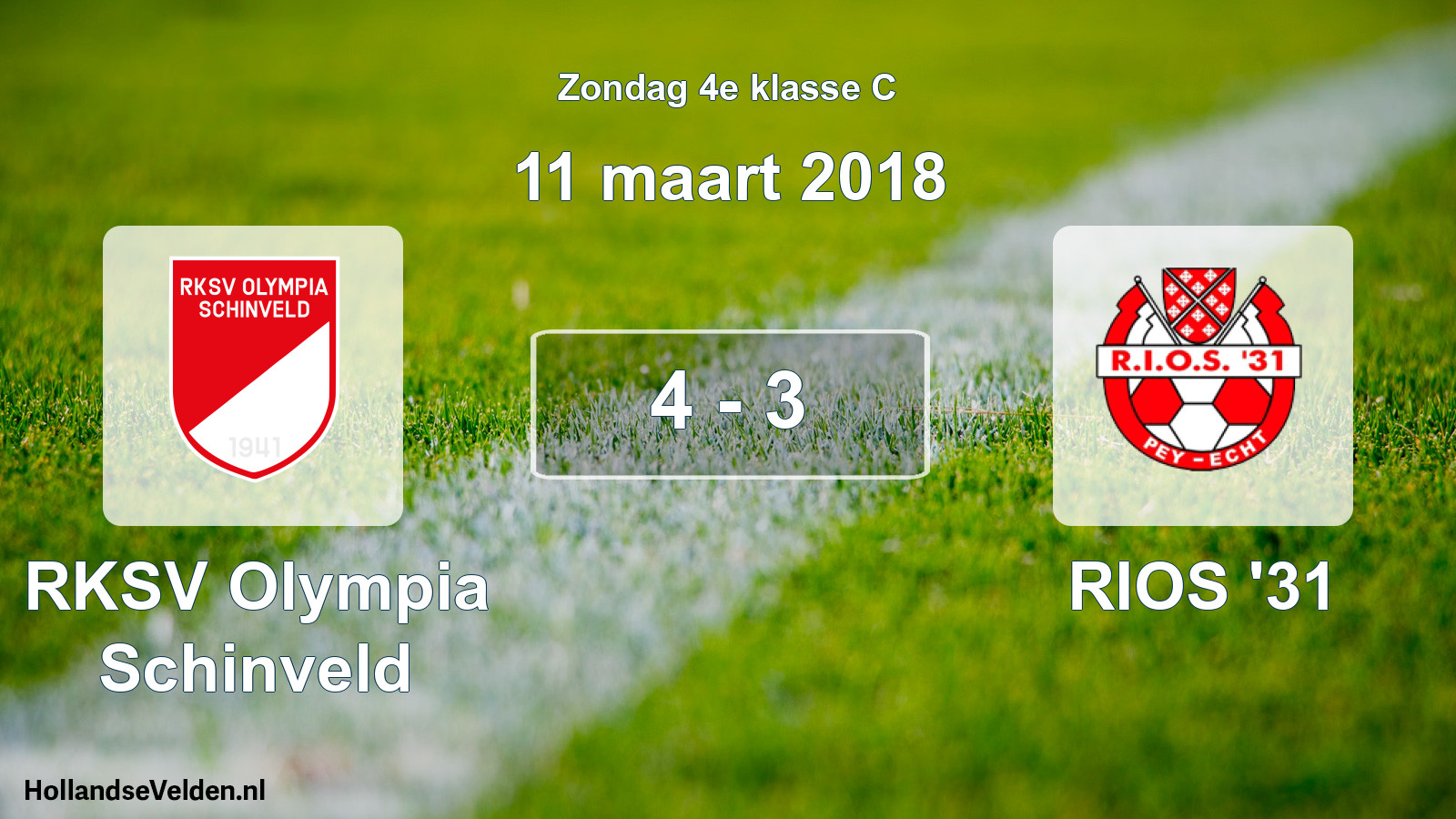 Total number of matches played: RKSV Olympia Schinveld - RIOS '31 4 - 3 (11 March 2018)