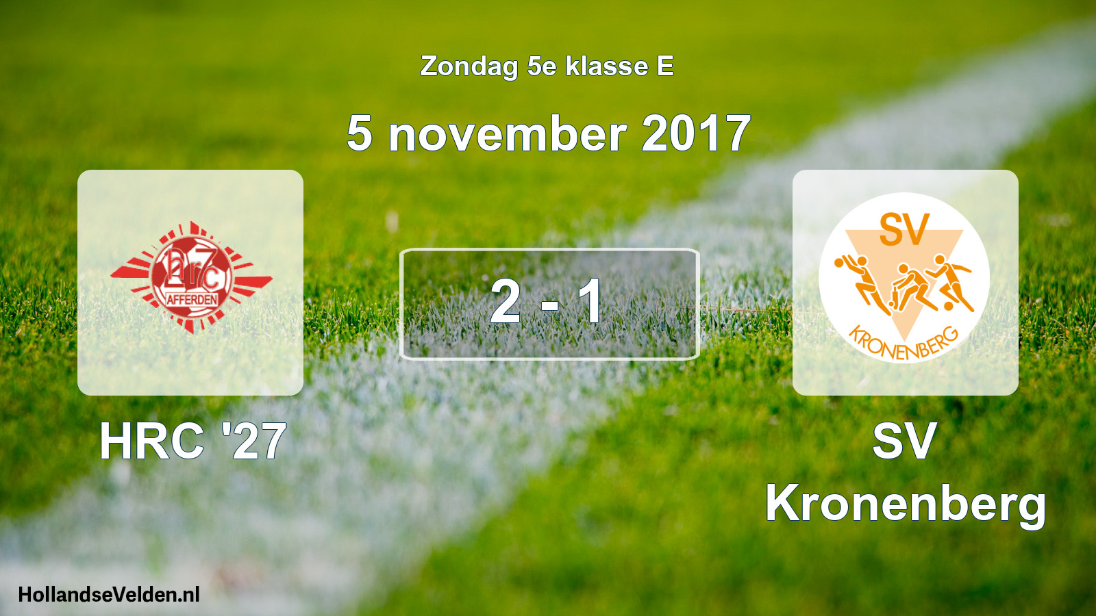 Total number of matches played: HRC '27 - SV Kronenberg 2 - 1 (5 November 2017)