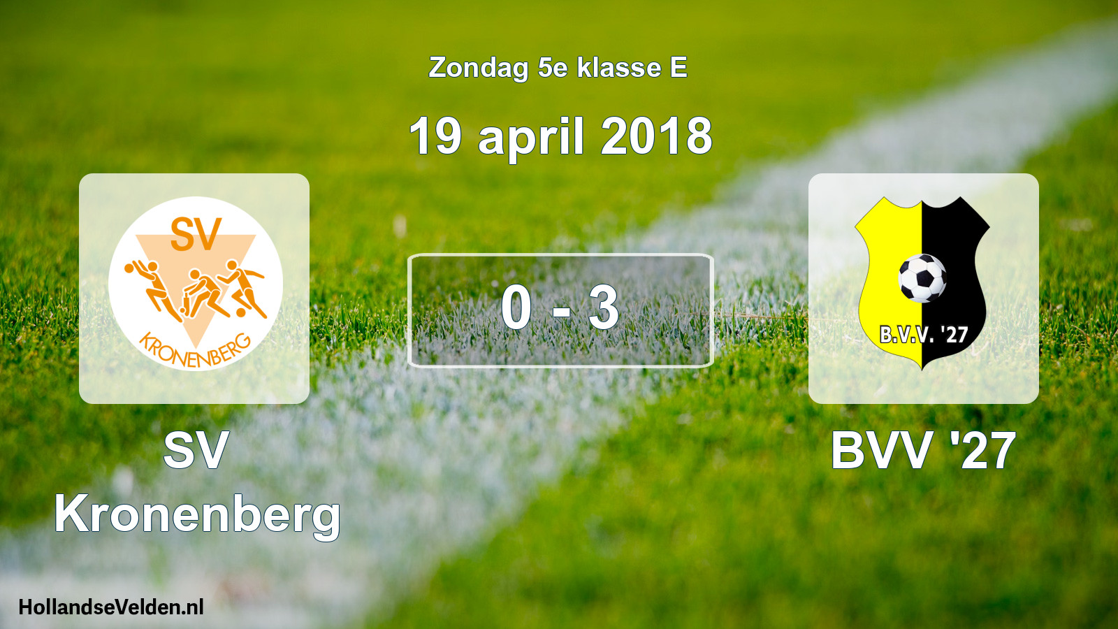 Total number of matches played: SV Kronenberg - BVV '27 0 - 3 (19 April 2018)