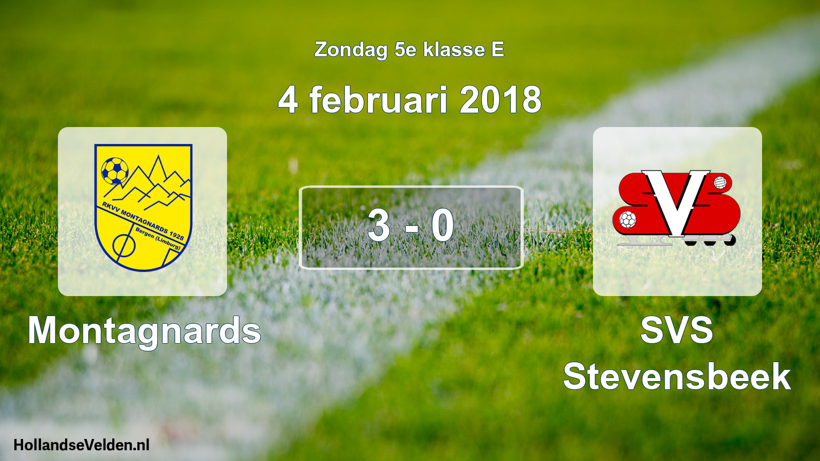 Total number of matches played: Montagnards - SVS Stevensbeek 3 - 0 (4 February 2018)
