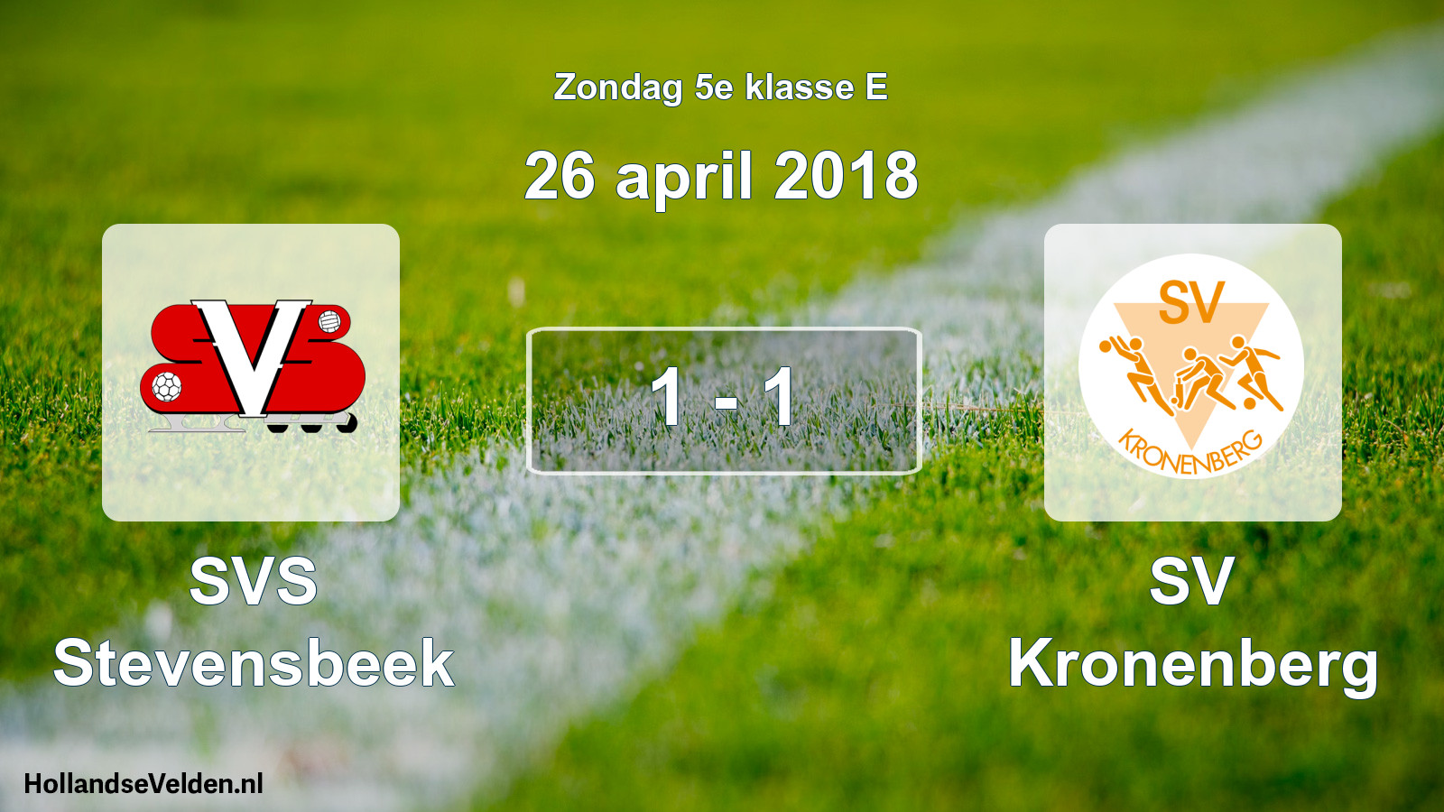Total number of matches played: SVS Stevensbeek - SV Kronenberg 1 - 1 (26 April 2018)