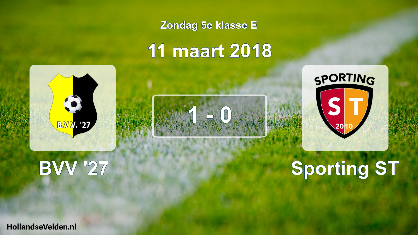 Total number of matches played: BVV '27 - Sporting ST 1 - 0 (11 March 2018)