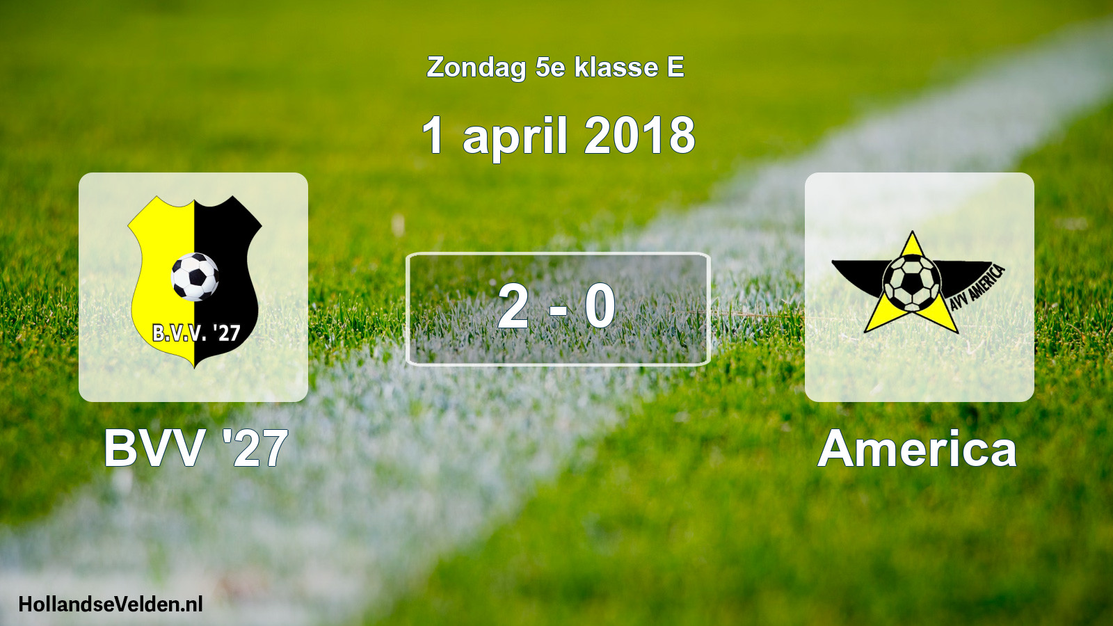 Total number of matches played: BVV '27 - America 2 - 0 (1 April 2018)