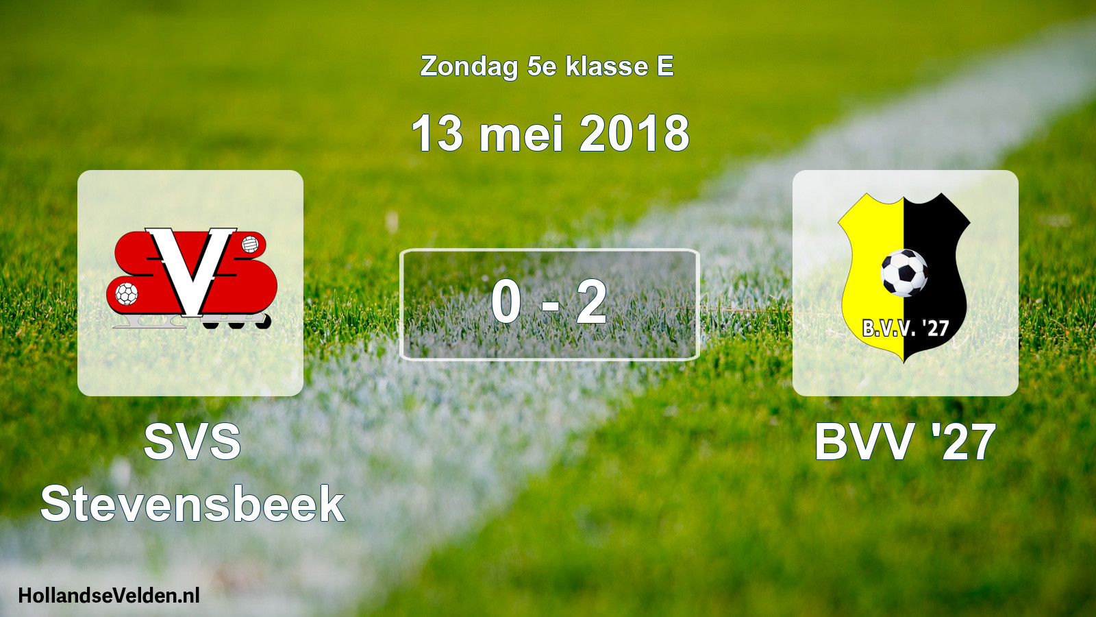 Total number of matches played: SVS Stevensbeek - BVV '27 0 - 2 (13 May 2018)