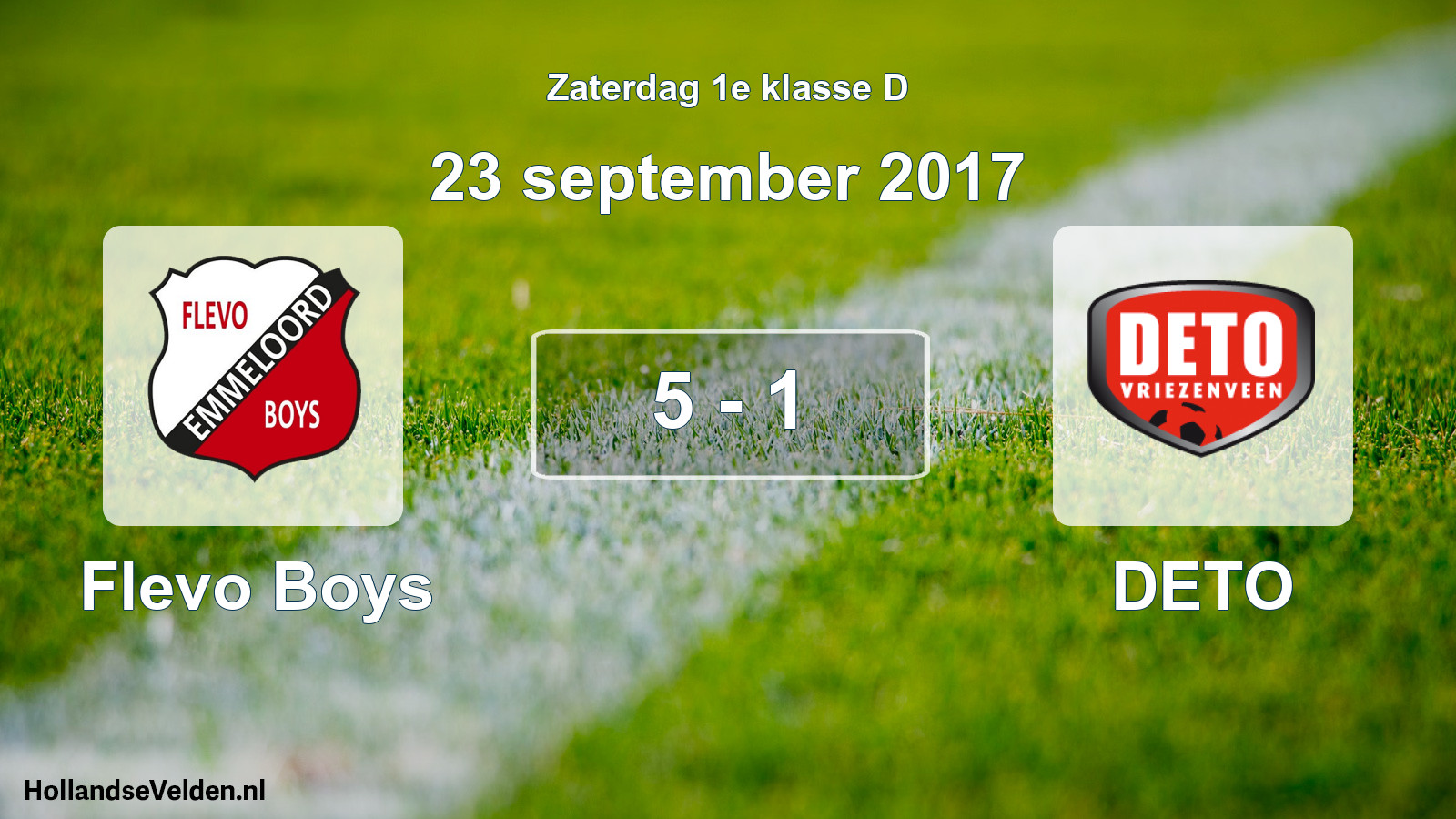 Total number of matches played: Flevo Boys - DETO 5 - 1 (23 September 2017)