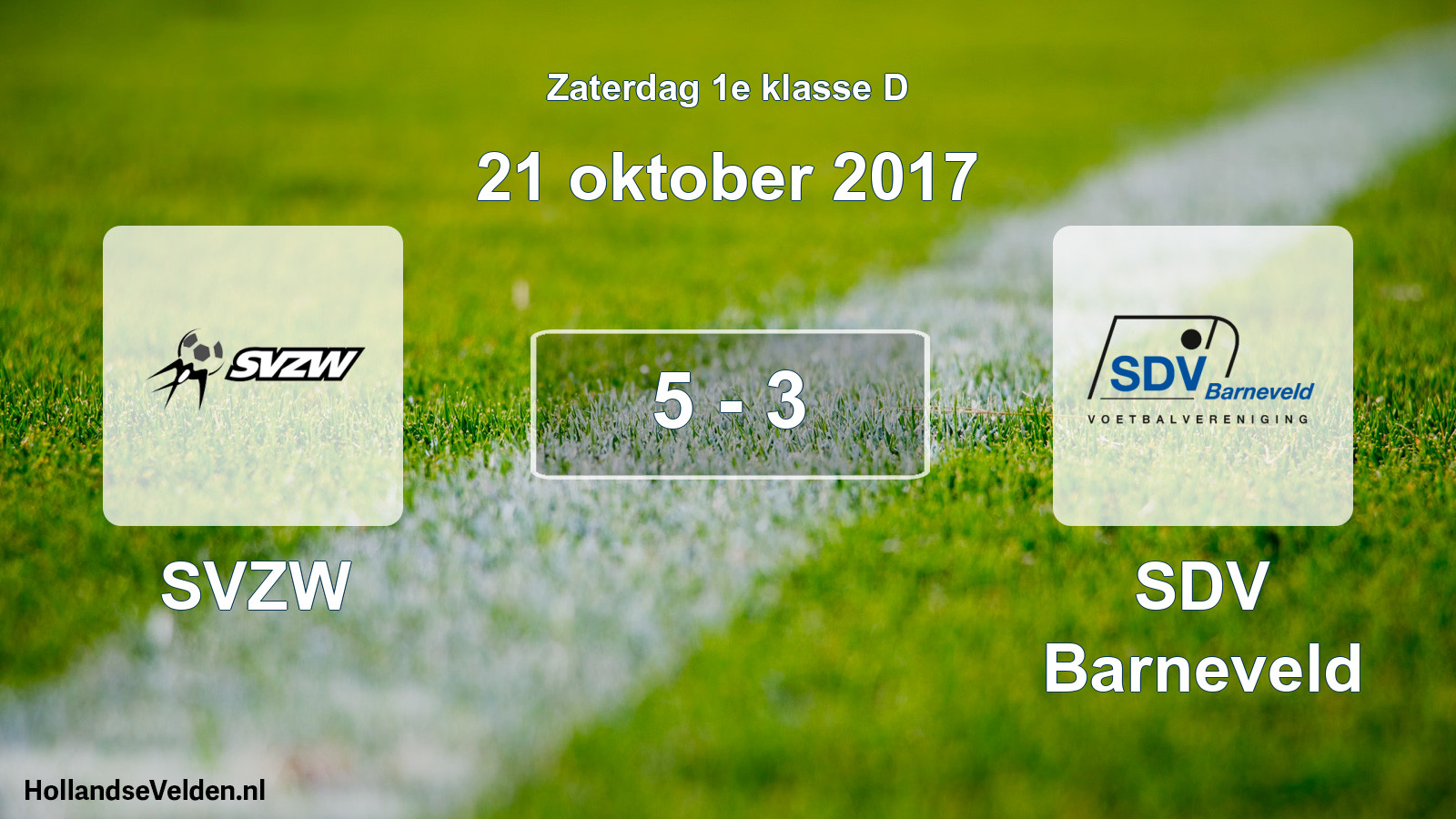 Total number of matches played: SVZW - SDV Barneveld 5 - 3 (21 October 2017)
